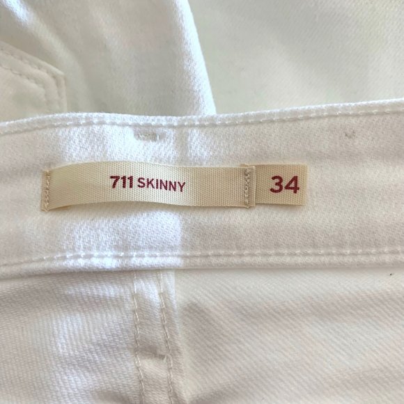 Levi’s 711 Skinny Jeans Mid Rise Denim White Size 34 x 30 18 NEW - Picture 6 of 10